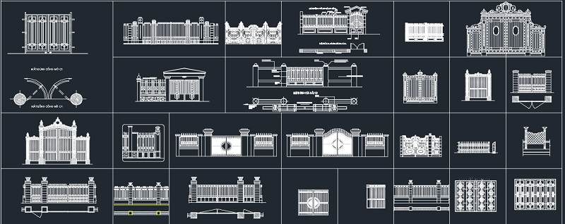 Tổng hợp file cad cổng biệt thự đẹp với kích thước chi tiết