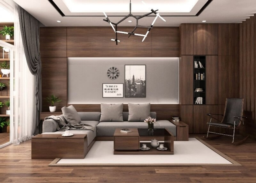 thiết kế nội thất chung cư gỗ tự nhiên